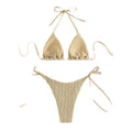 Solid Color Backless Separated Bikini Swimwear for Women High Waist Sexy Tie-Up Bathing
