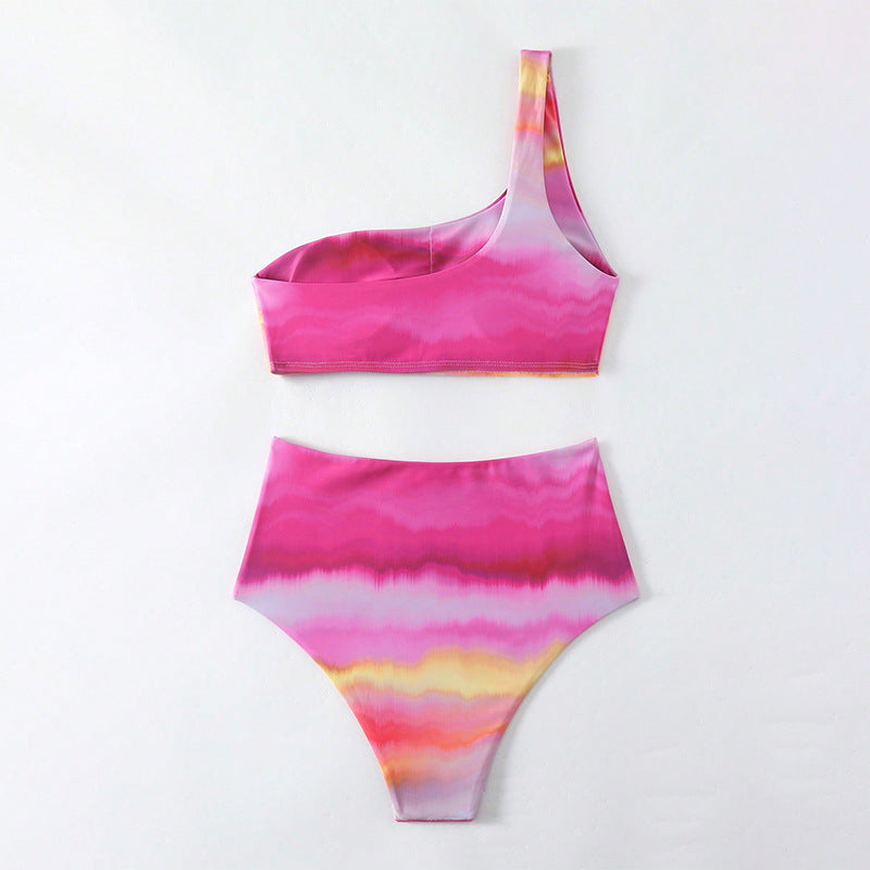 One-Shoulder Bikini Swimwear for Women, Sexy Beach Bathing Suit, Hot Spring Swimwear