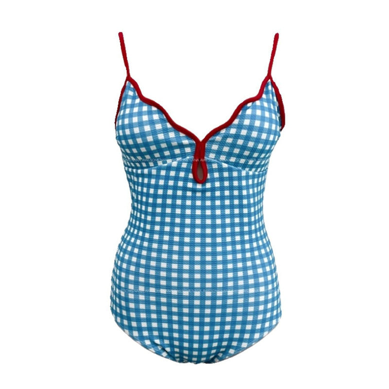 Casual V-Neck Tummy-Control One-Piece Swimsuit for Women, Elegant Seductive Bikini Hot Spring Swimwear