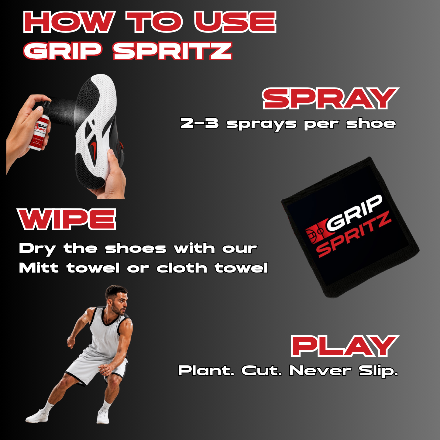 Grip Spritz Basketball Shoe Grip Spray | 1 Bottle + Spritz Mitt