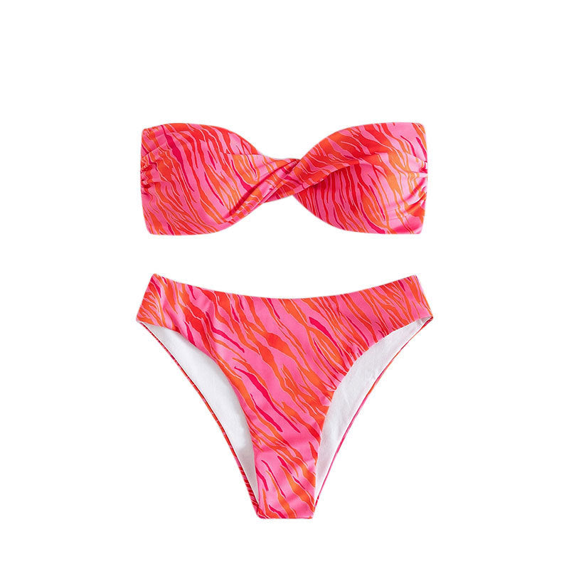 Strapless Printed Bikini Set Women Backless Bikini Swimwear Two-Piece Set Wholesale