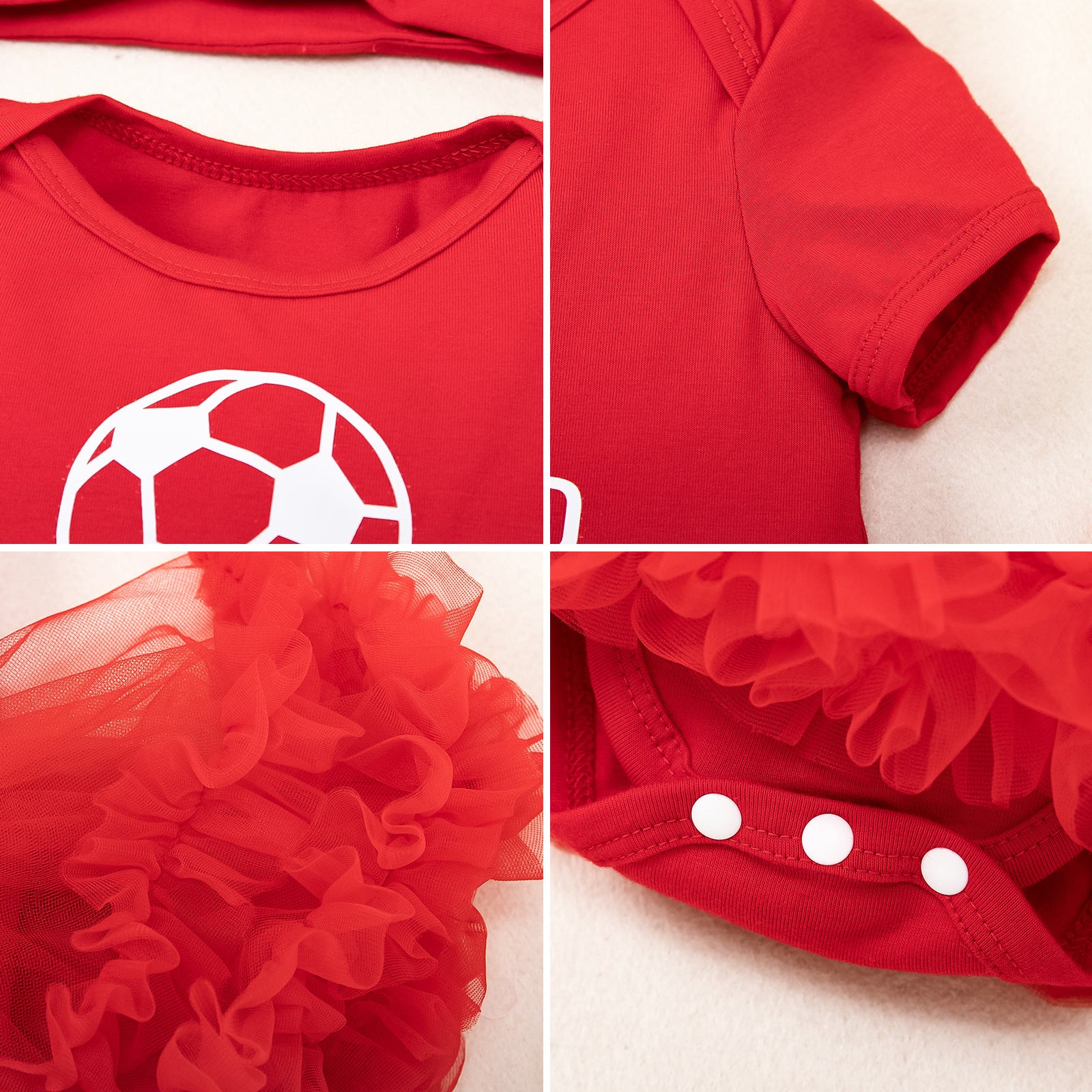 Cute Baby Girls' Football Print Romper Dress with Accessories Set for Festival and Party Outfit