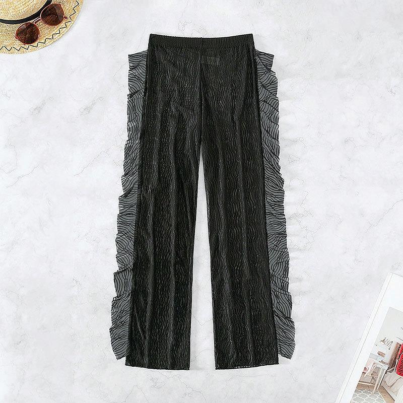 Sexy Sheer Mesh Swim Bottoms Solid Color Beach Swimwear for Women