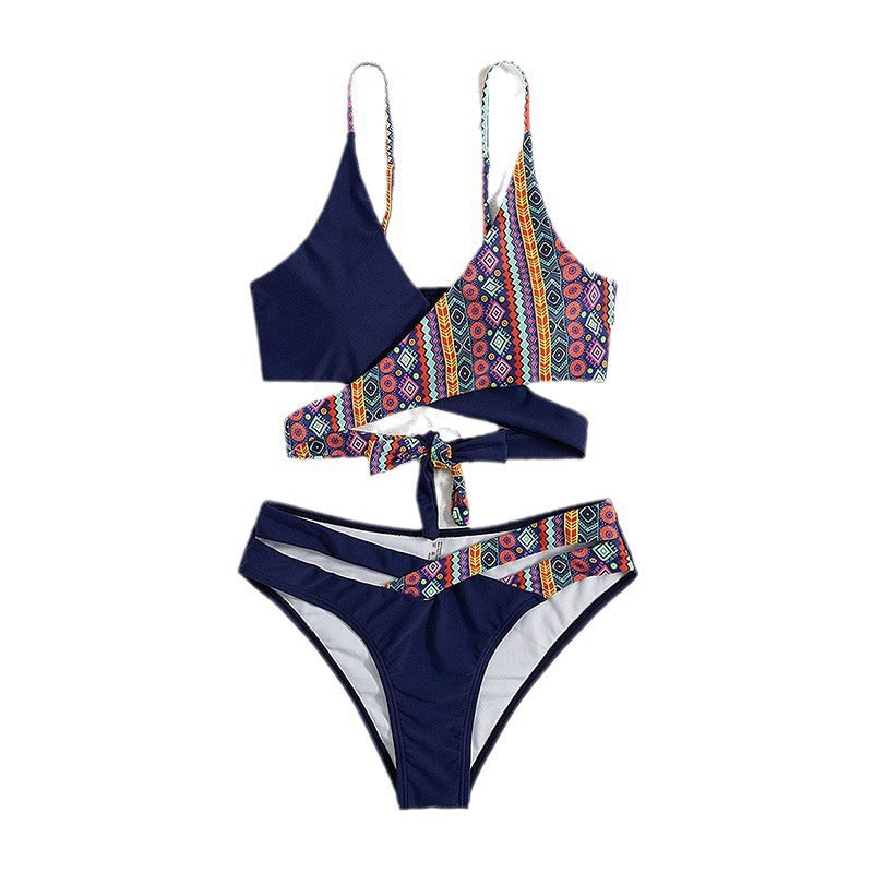 Sexy Two-Piece Bikini Swimwear for Women with Tie-Style Design,Beach and Hot Spring Swimwear