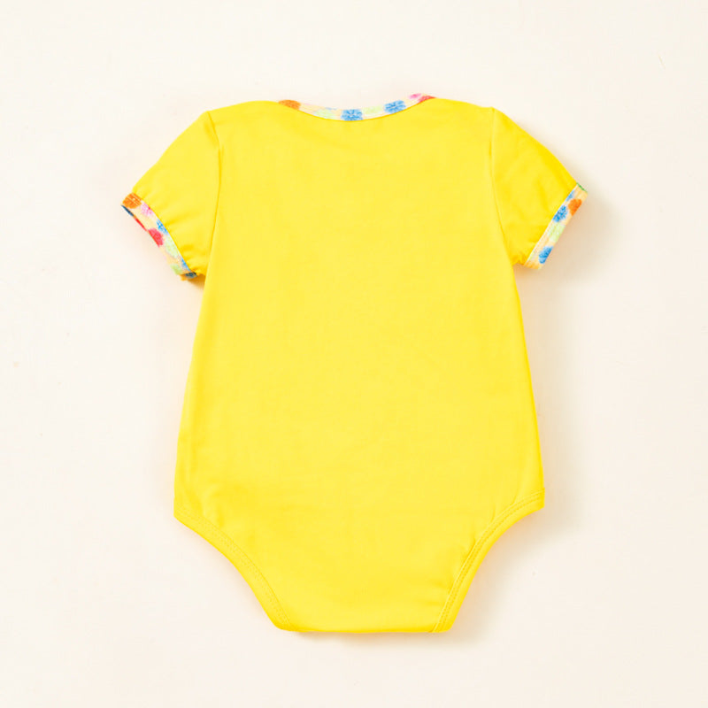 Cute Baby Onesie Yellow Guitar Print Summer Short Sleeve Romper Festival Outfit Direct Factory Sale