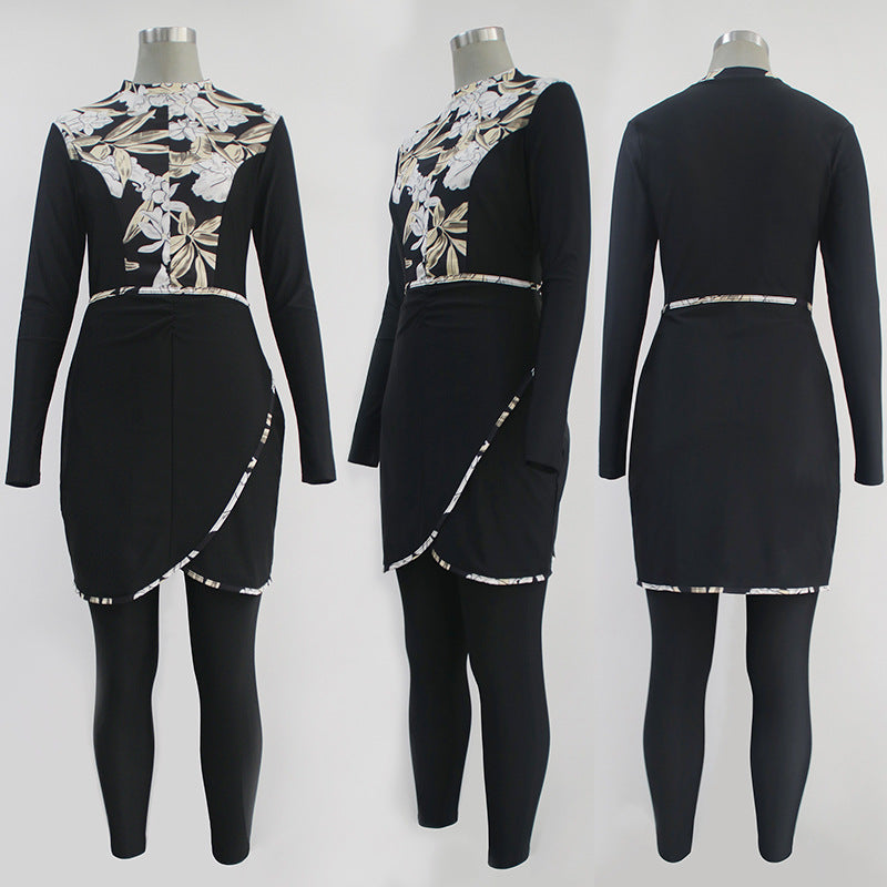 Full surround sun protection swimsuit three piece set
