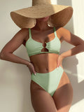 Sexy Bikini Swimwear with Ring Detail, Multi-Color Two-Piece Bathing Suit for Women