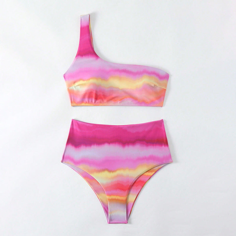 One-Shoulder Bikini Swimwear for Women, Sexy Beach Bathing Suit, Hot Spring Swimwear