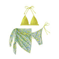strappy mesh three-piece bikini halter neck beach swimsuit for women