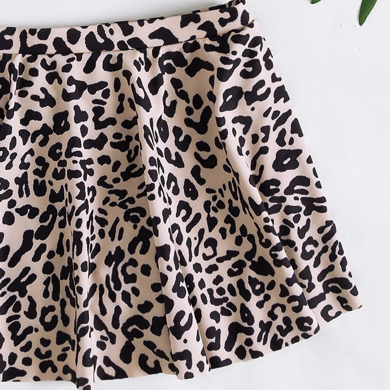 Two-Piece Bikini Set with Leopard Print Skirt Design for Cross-Border E-commerce