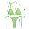 Lace up double-sided printed split swimsuit swimsuit