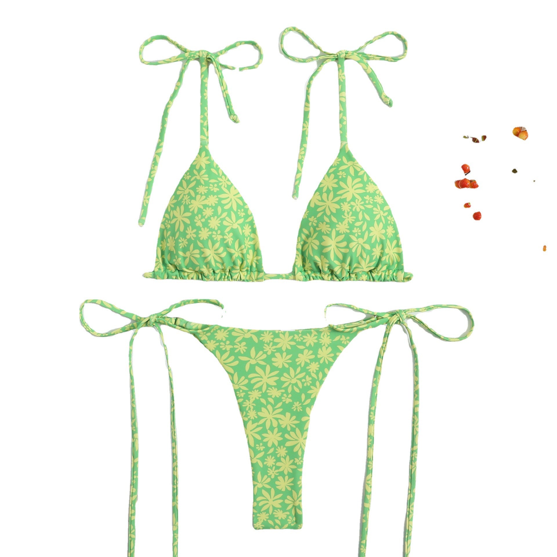 Lace up double-sided printed split swimsuit swimsuit
