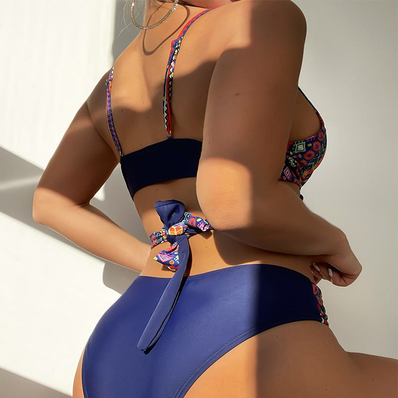Sexy Two-Piece Bikini Swimwear for Women with Tie-Style Design,Beach and Hot Spring Swimwear