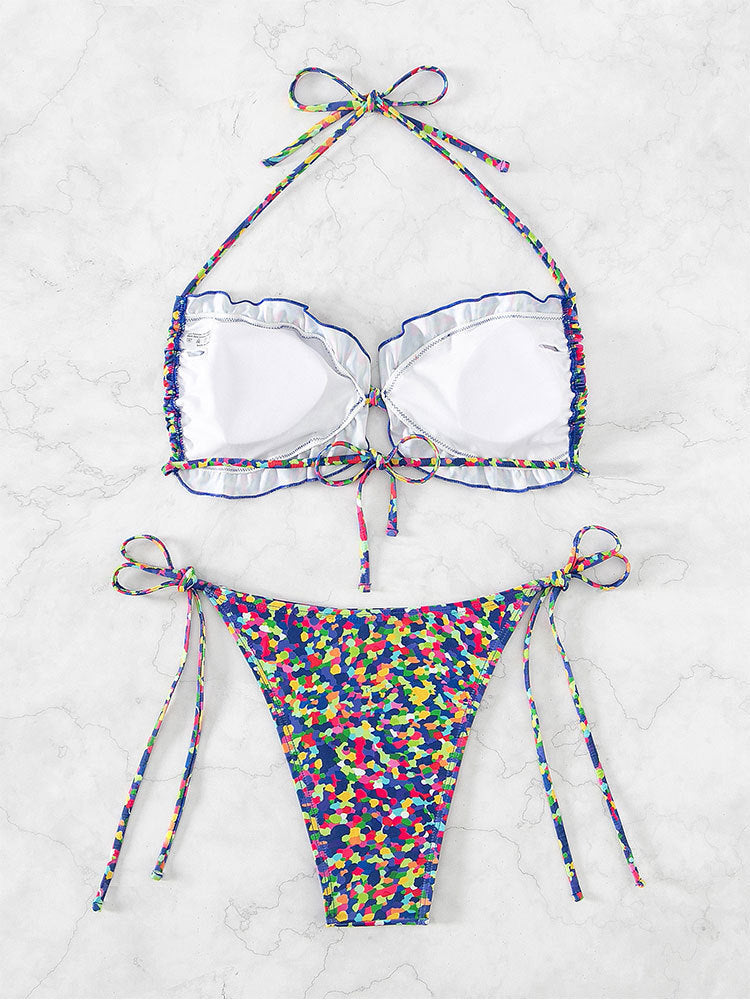 High-Waisted Backless Printed Two-Piece Swimwear, Sexy and Fitted Design