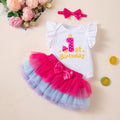 Summer Clothes Baby Girl Birthday Romper Dress Rainbow Skirt Trendy Baby Dopamine Outfit