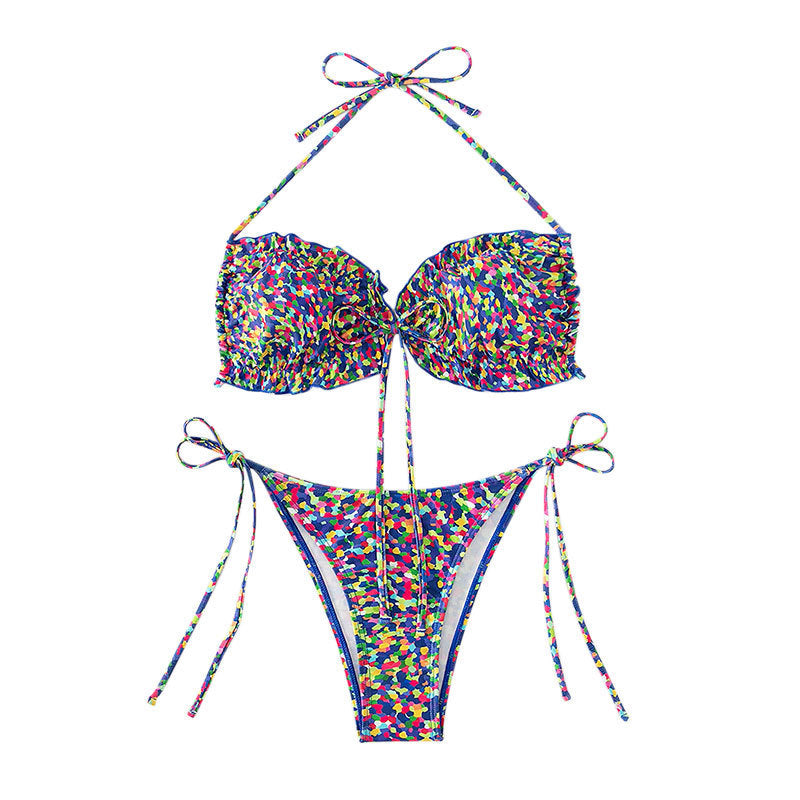 High-Waisted Backless Printed Two-Piece Swimwear, Sexy and Fitted Design