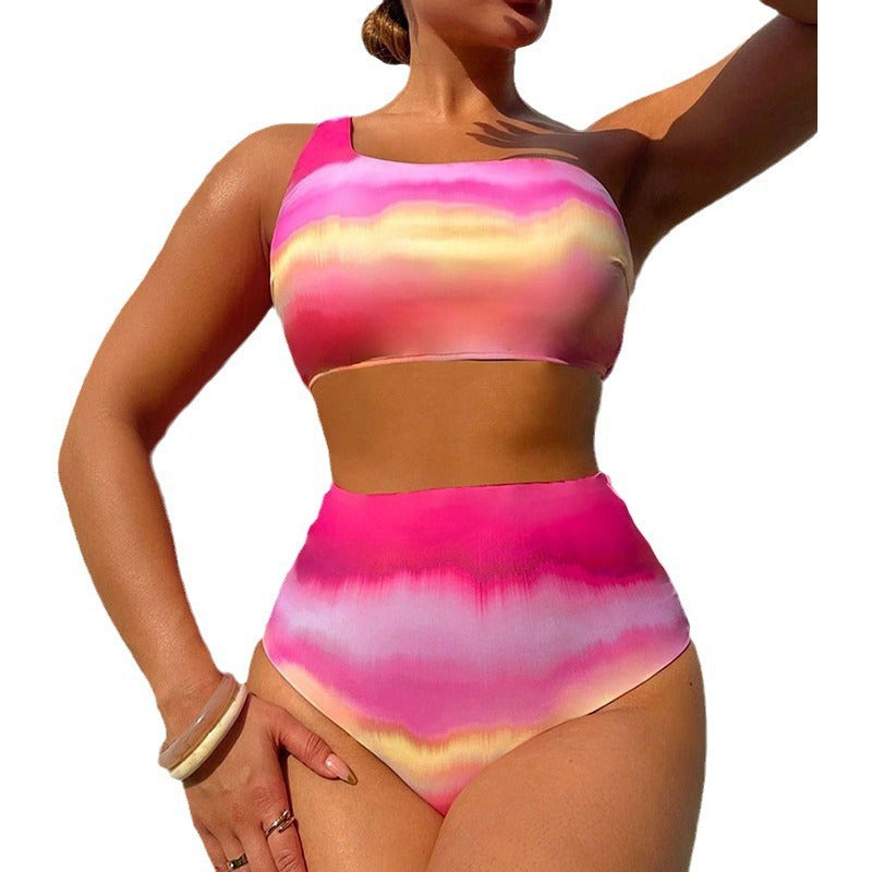 One-Shoulder Bikini Swimwear for Women, Sexy Beach Bathing Suit, Hot Spring Swimwear