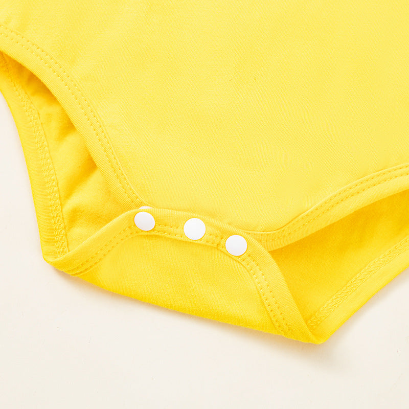 Cute Baby Onesie Yellow Guitar Print Summer Short Sleeve Romper Festival Outfit Direct Factory Sale