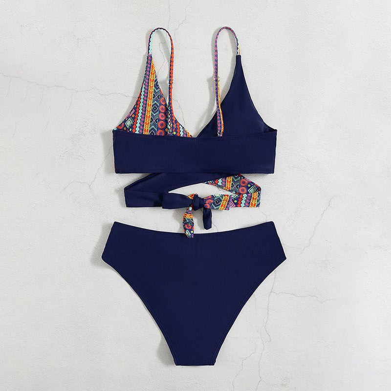 Sexy Two-Piece Bikini Swimwear for Women with Tie-Style Design,Beach and Hot Spring Swimwear
