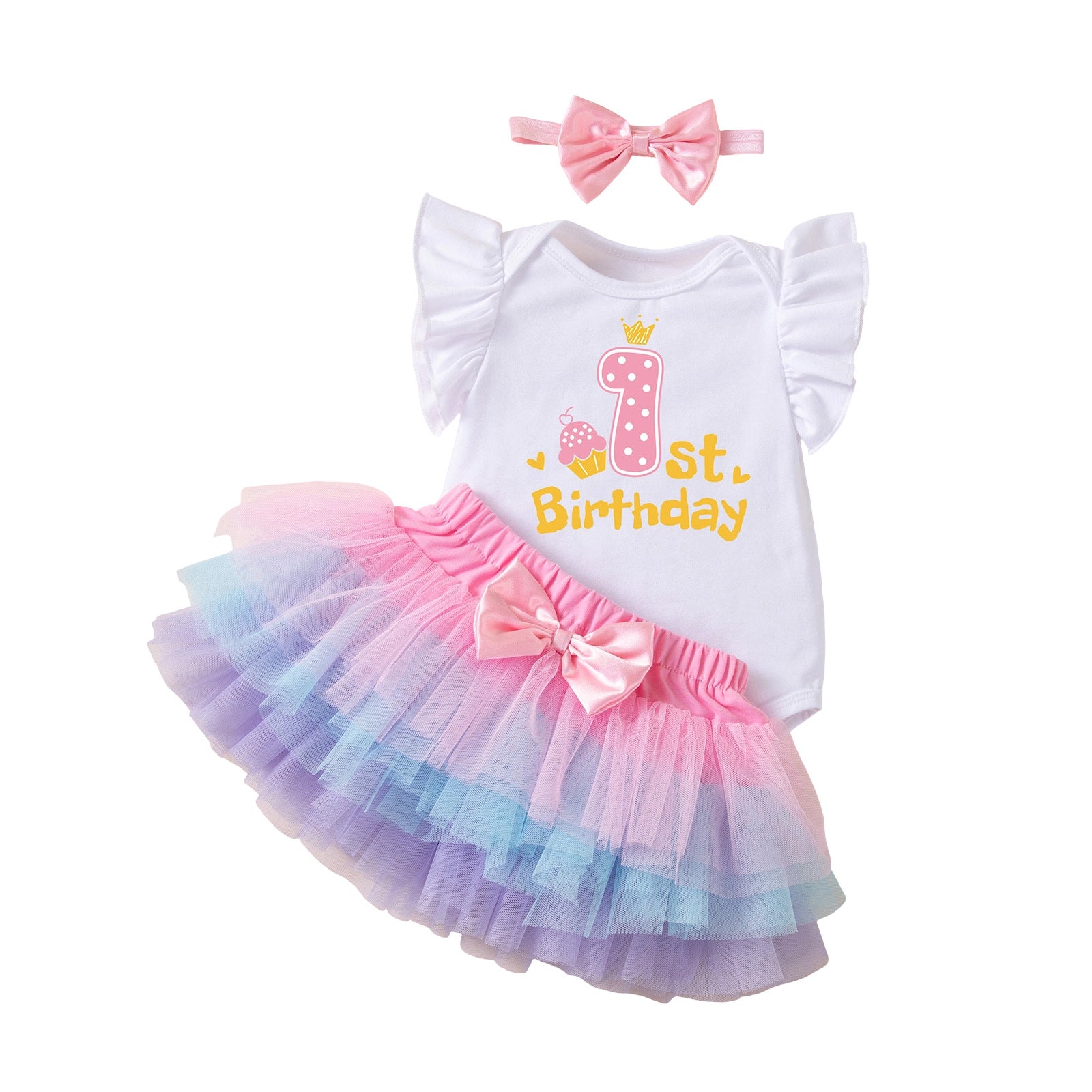 Summer Clothes Baby Girl Birthday Romper Dress Rainbow Skirt Trendy Baby Dopamine Outfit