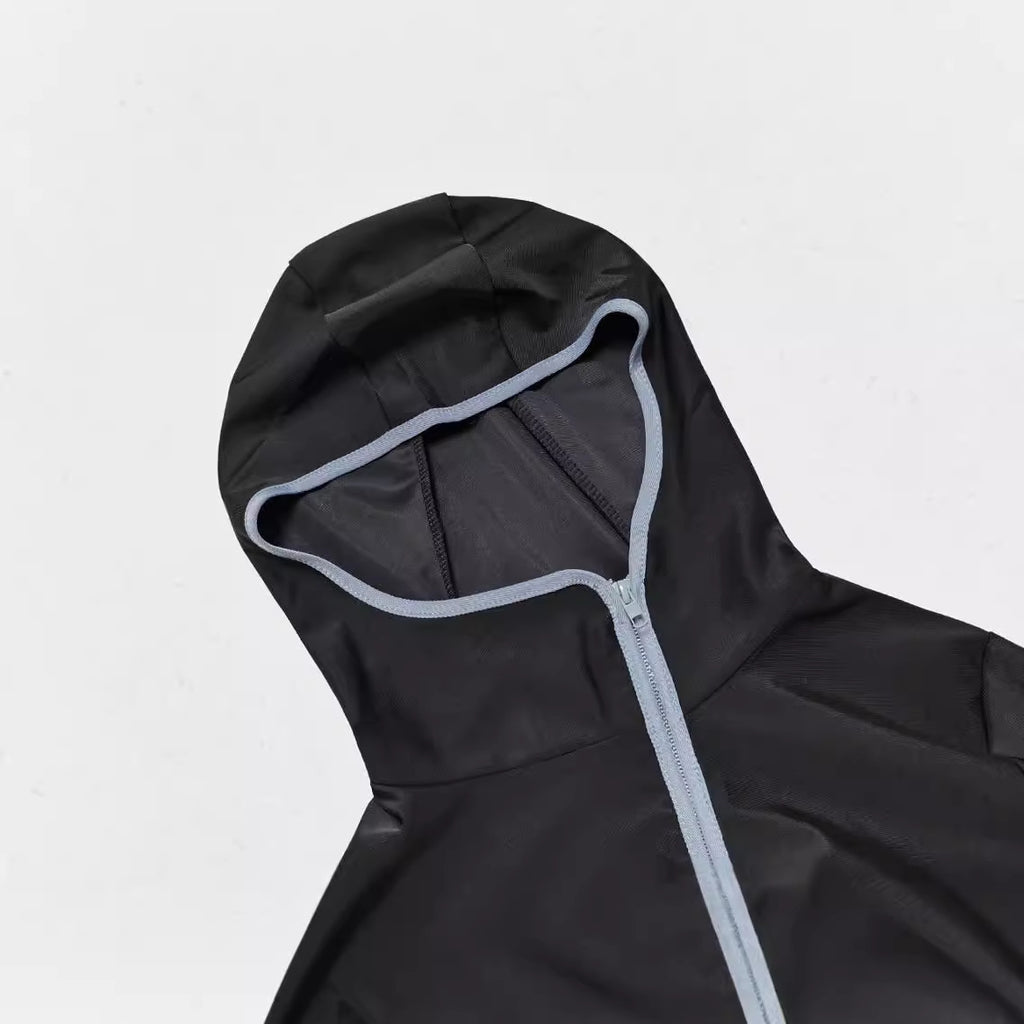 Fully enclosed hooded collar two-piece swimsuit set